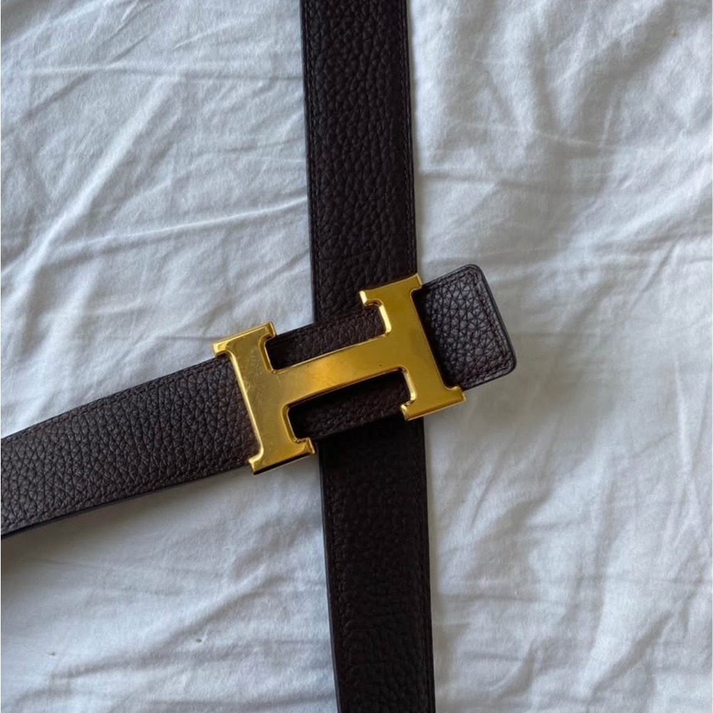Hermes Dark Brown Belt Bag with Gold H Buckle
